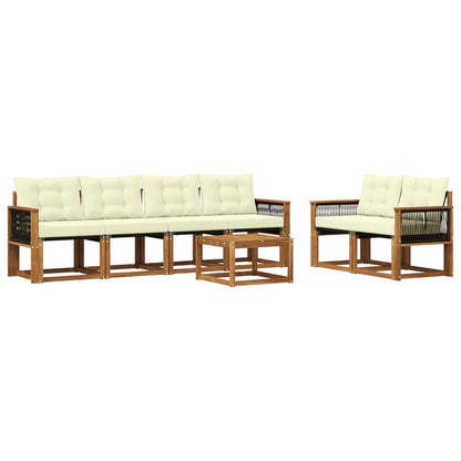 Set di divani da esterno con cuscino 7 pcs Naturale e Crema | homemem39