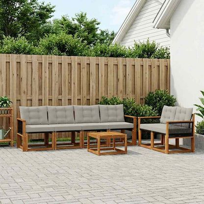 Set di divani da esterno 7 pcs Naturale e Grigio Chiaro | homemem39