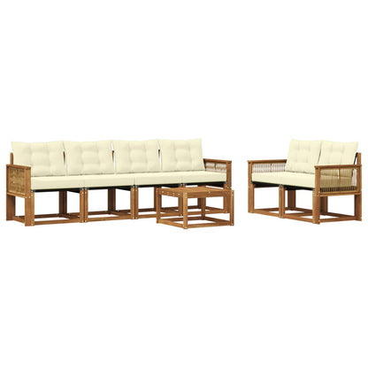 Set di divani da esterno con cuscino 7 pcs Naturale e Crema