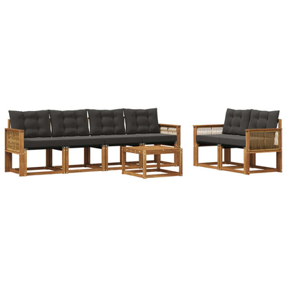 Set di divani da esterno con cuscino 7 pcs Naturale e Nero | homemem39