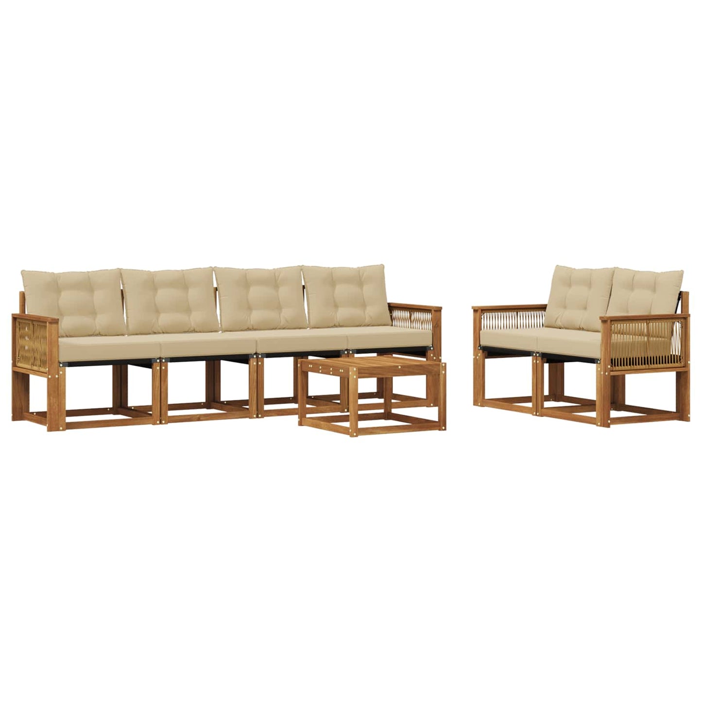 Set di divani da esterno 7 pz Naturale e Beige