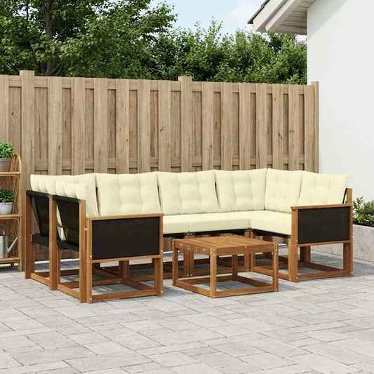 Set di divani da esterno con cuscino 7 pcs Naturale e Crema | homemem39