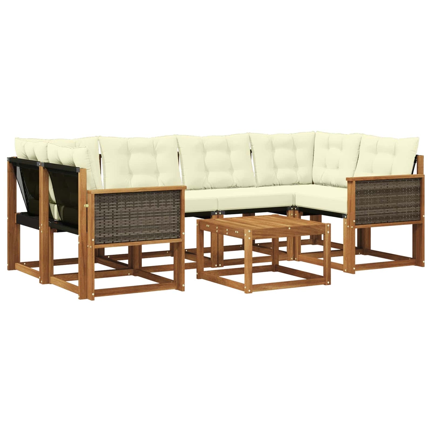 Set di divani da esterno con cuscino 7 pcs Naturale e Crema | homemem39
