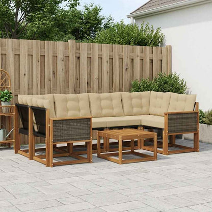 Set di divani da esterno con cuscino 7 pcs Naturale e Beige