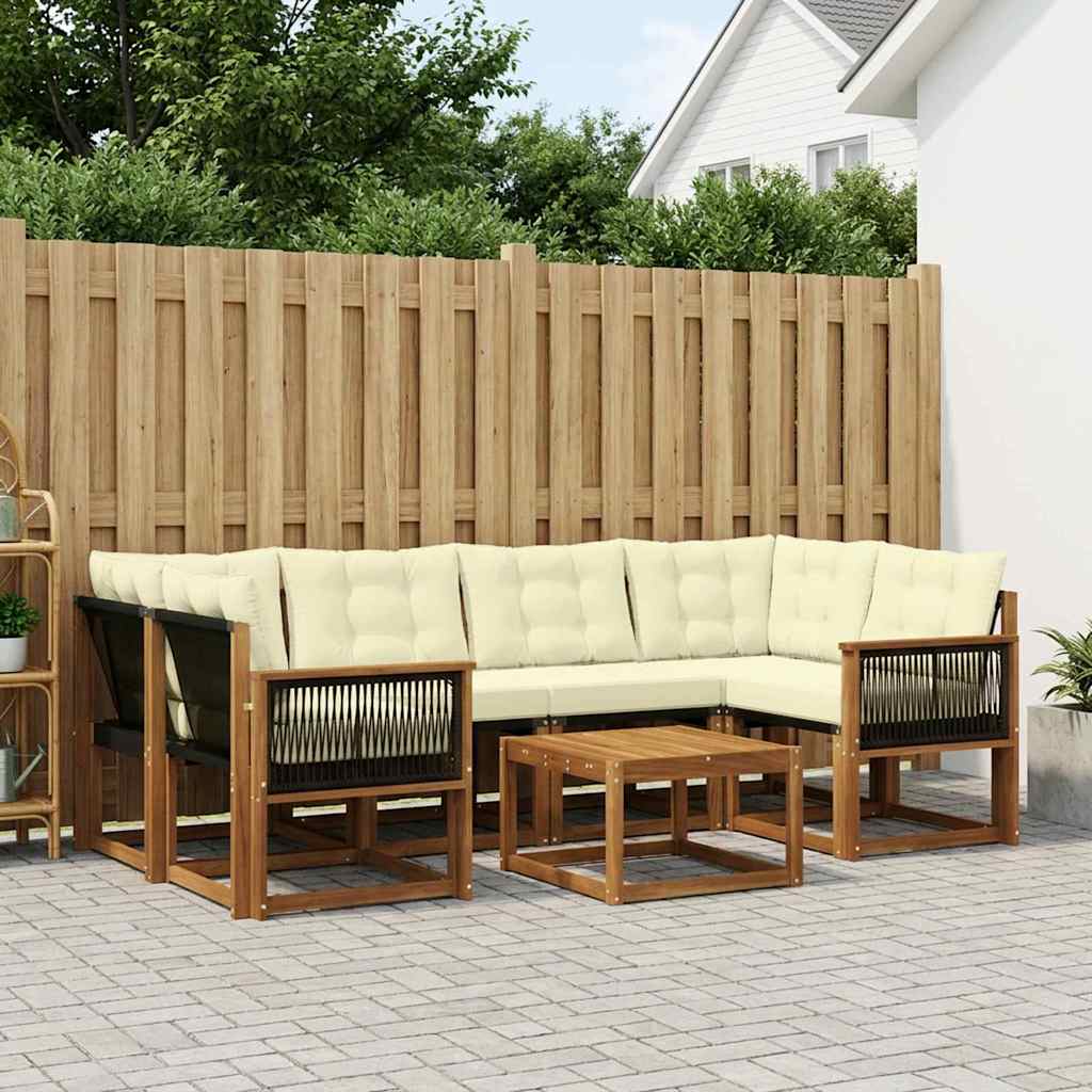 Set di divani da esterno con cuscino 7 pcs Naturale e Crema
