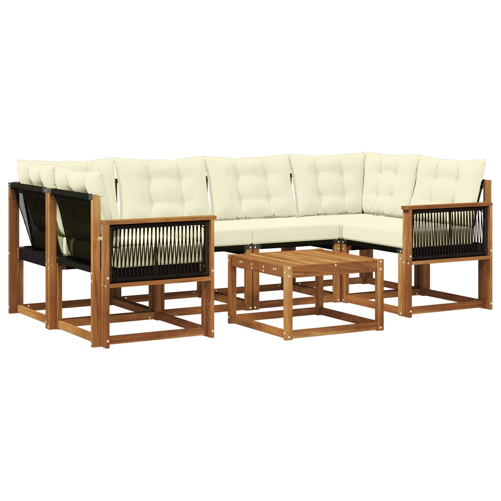 Set di divani da esterno con cuscino 7 pcs Naturale e Crema | homemem39
