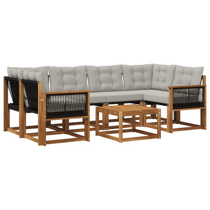 Set di divani da esterno 7 pcs Naturale e Grigio Chiaro | homemem39