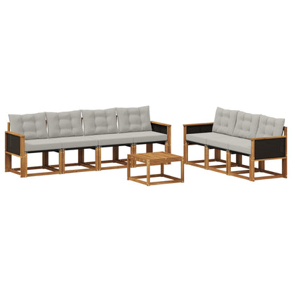 Set di divani da esterno 8 pcs Naturale e Grigio Chiaro