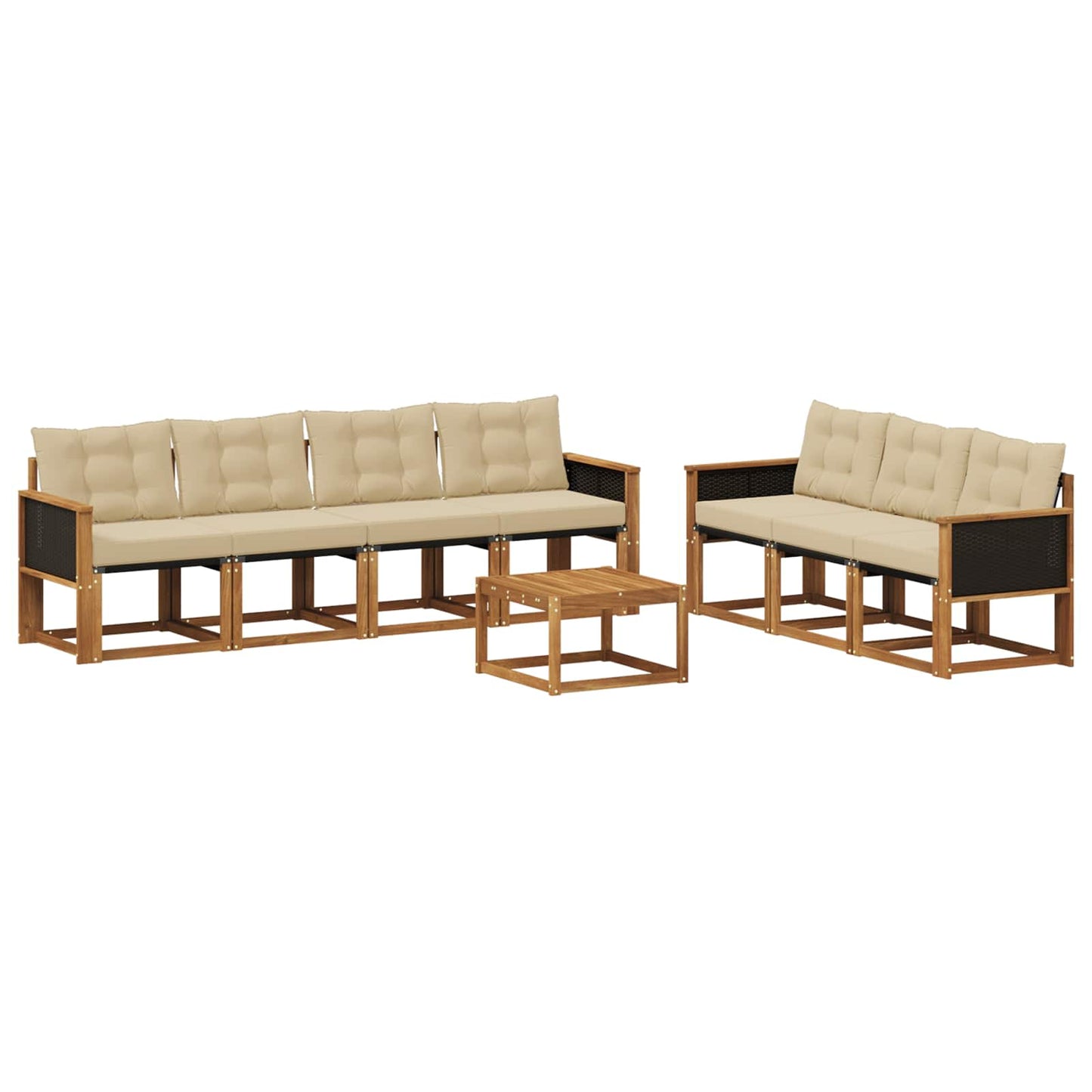 Set di divani da esterno con cuscino 8 pcs Naturale e Beige