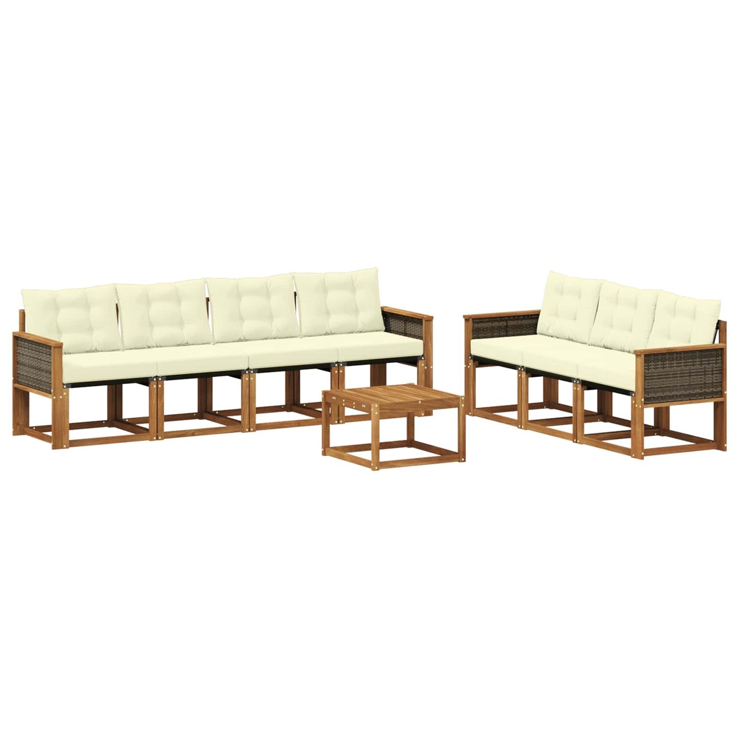 Set di divani da esterno con cuscino 8 pcs Naturale e Crema