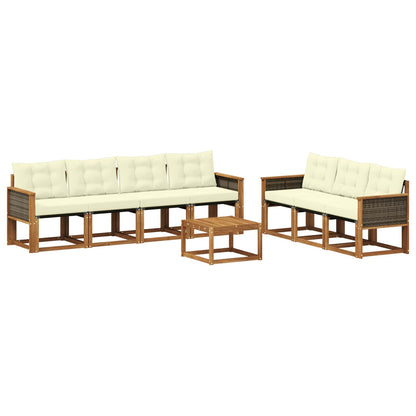 Set di divani da esterno con cuscino 8 pcs Naturale e Crema
