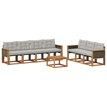 Set di divani da esterno 8 pcs Naturale e Grigio Chiaro