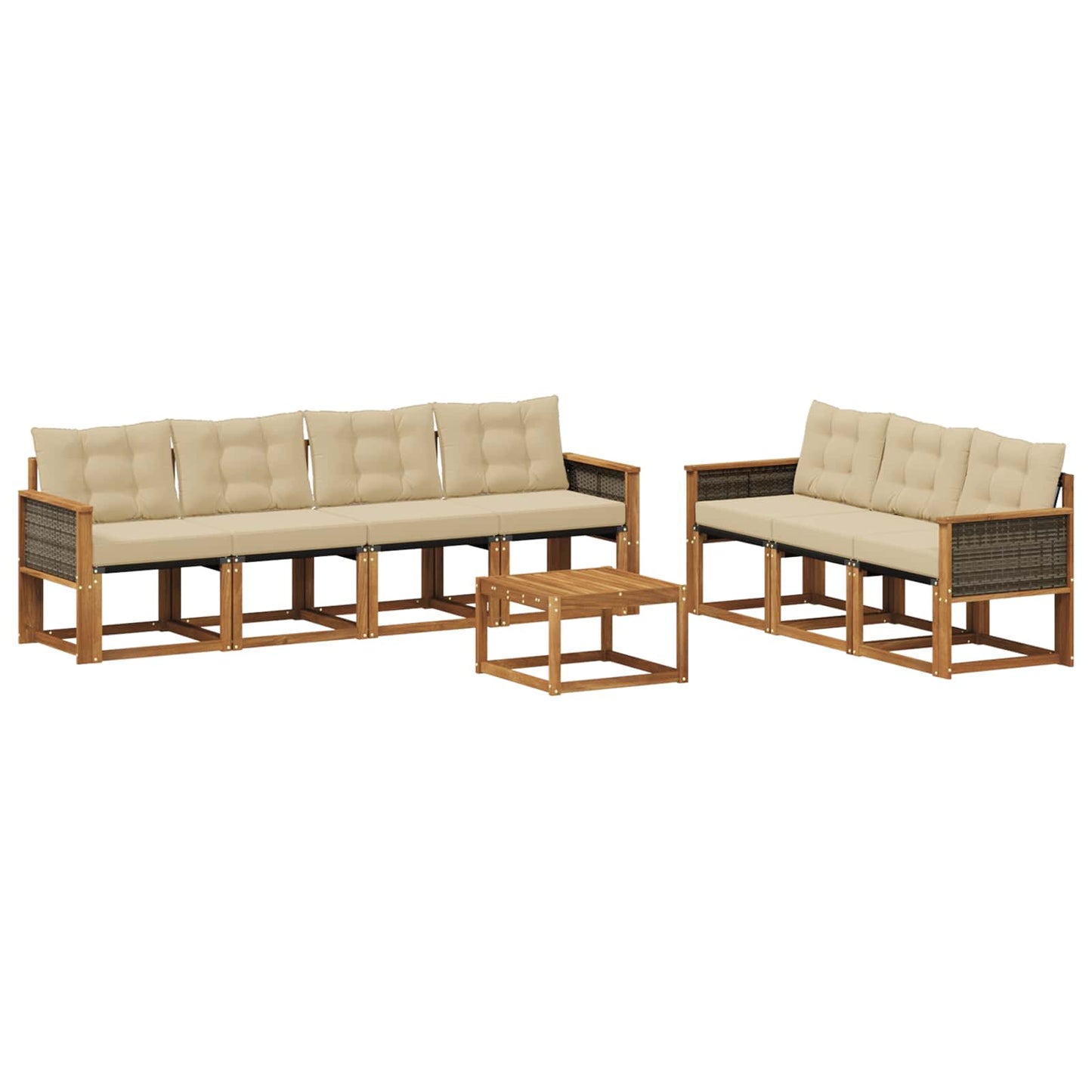 Set di divani da esterno 8 pz Naturale e Beige