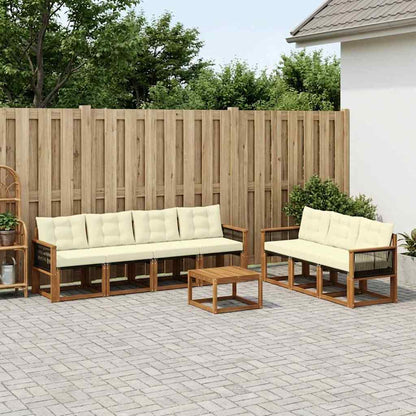 Set di divani da esterno con cuscino 8 pcs Naturale e Crema