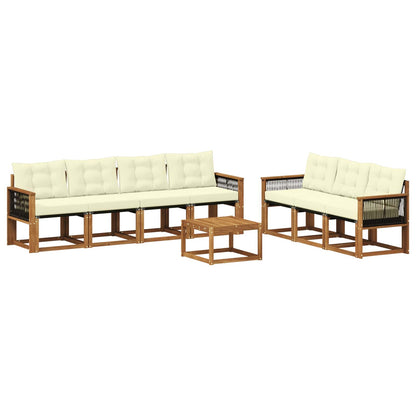 Set di divani da esterno 8 pz Naturale e Crema