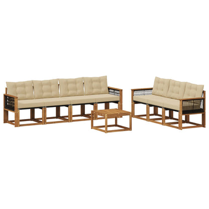 Set di divani da esterno con cuscino 8 pcs Naturale e Beige
