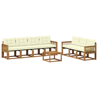 Set di divani da esterno con cuscino 8 pcs Naturale e Crema