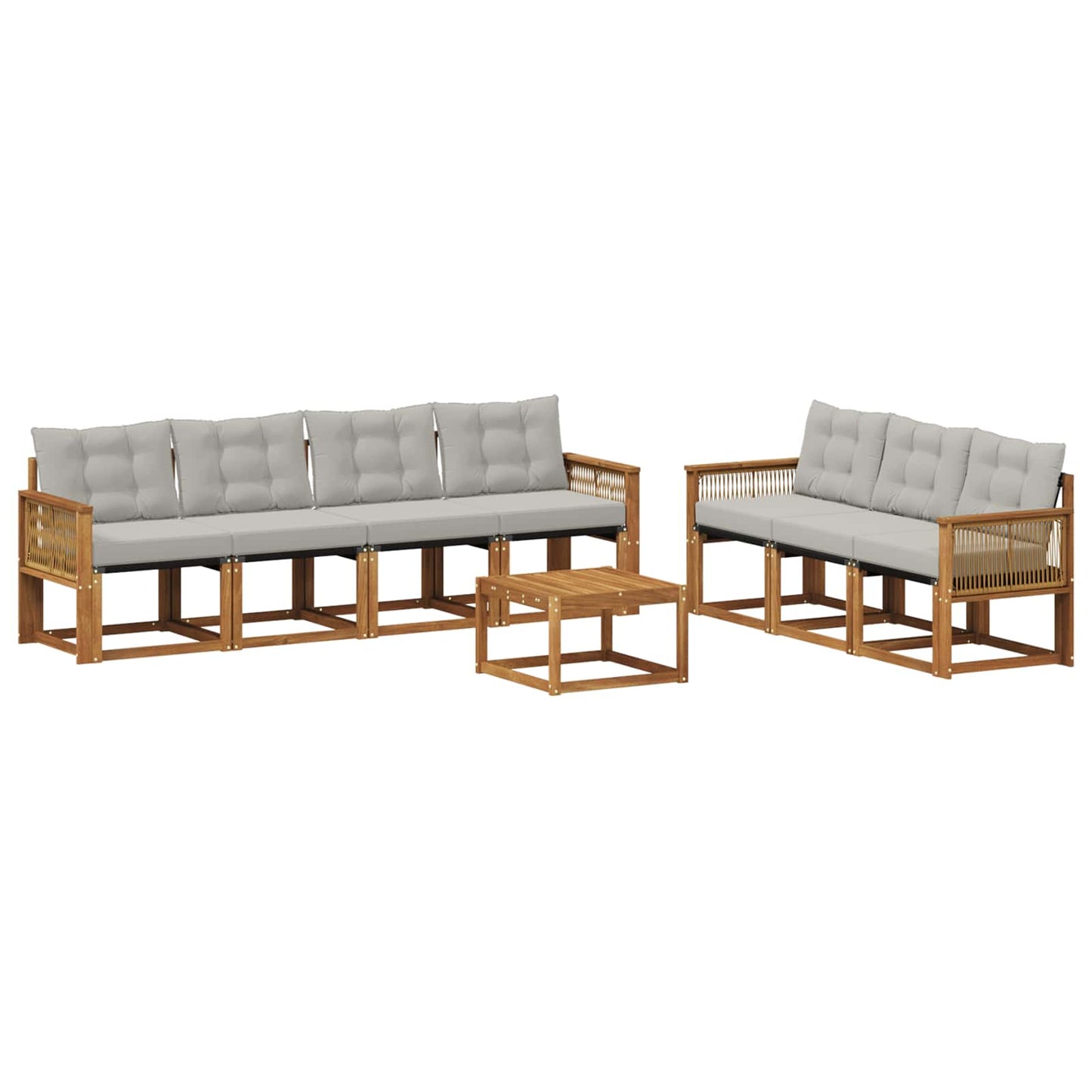 Set di divani da esterno 8 pcs Naturale e Grigio Chiaro