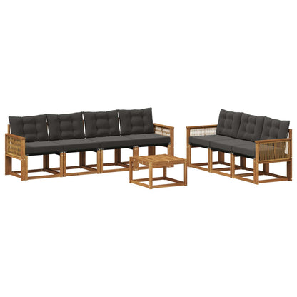 Set di divani da esterno 8 pz Naturale e Nero