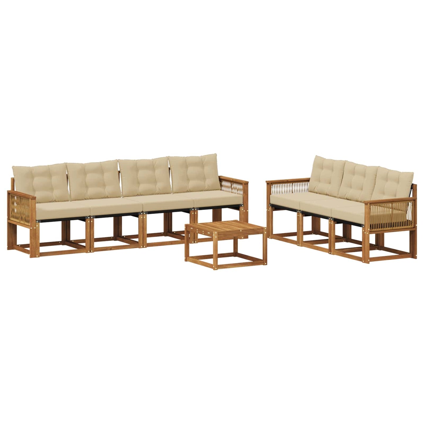 Set di divani da esterno 8 pz Naturale e Beige
