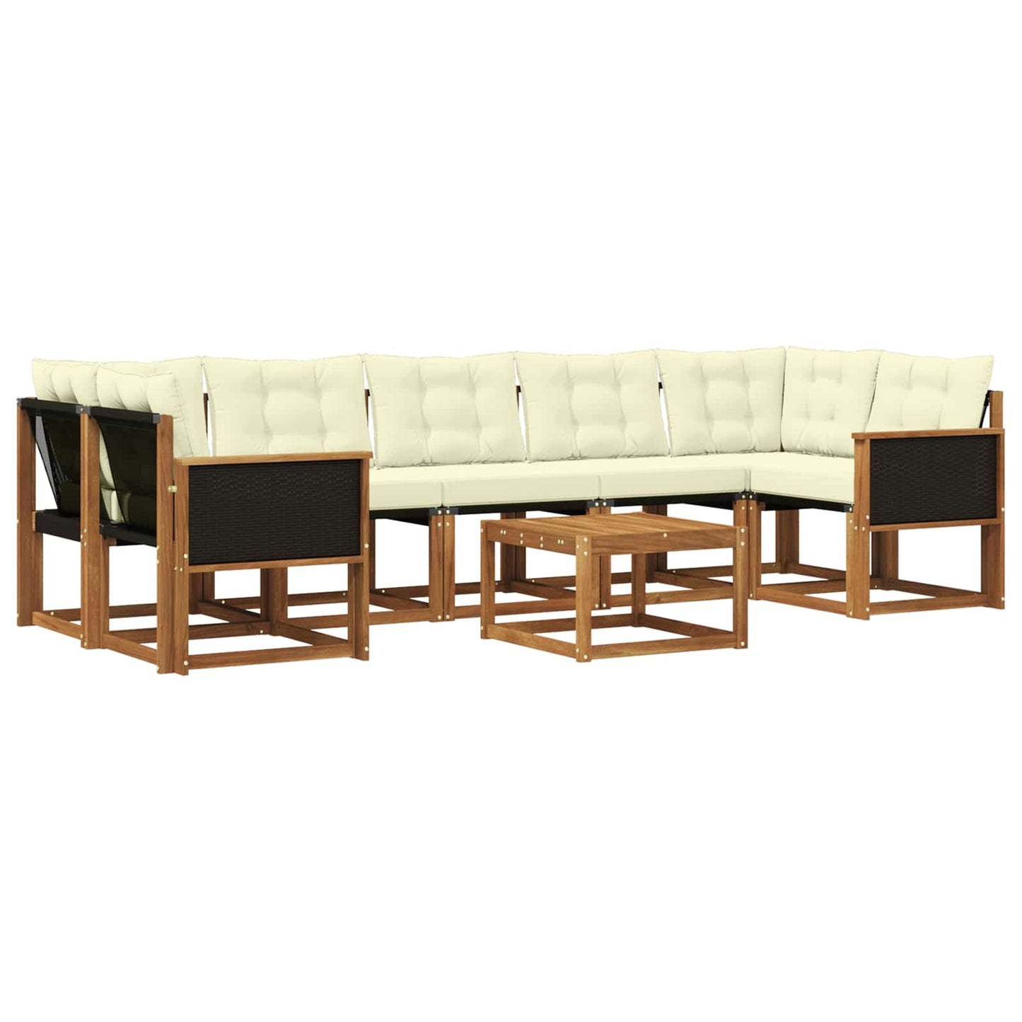 Set di divani da esterno con cuscino 8 pcs Naturale e Crema | homemem39