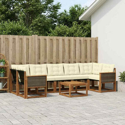 Set di divani da esterno con cuscino 8 pcs Naturale e Crema