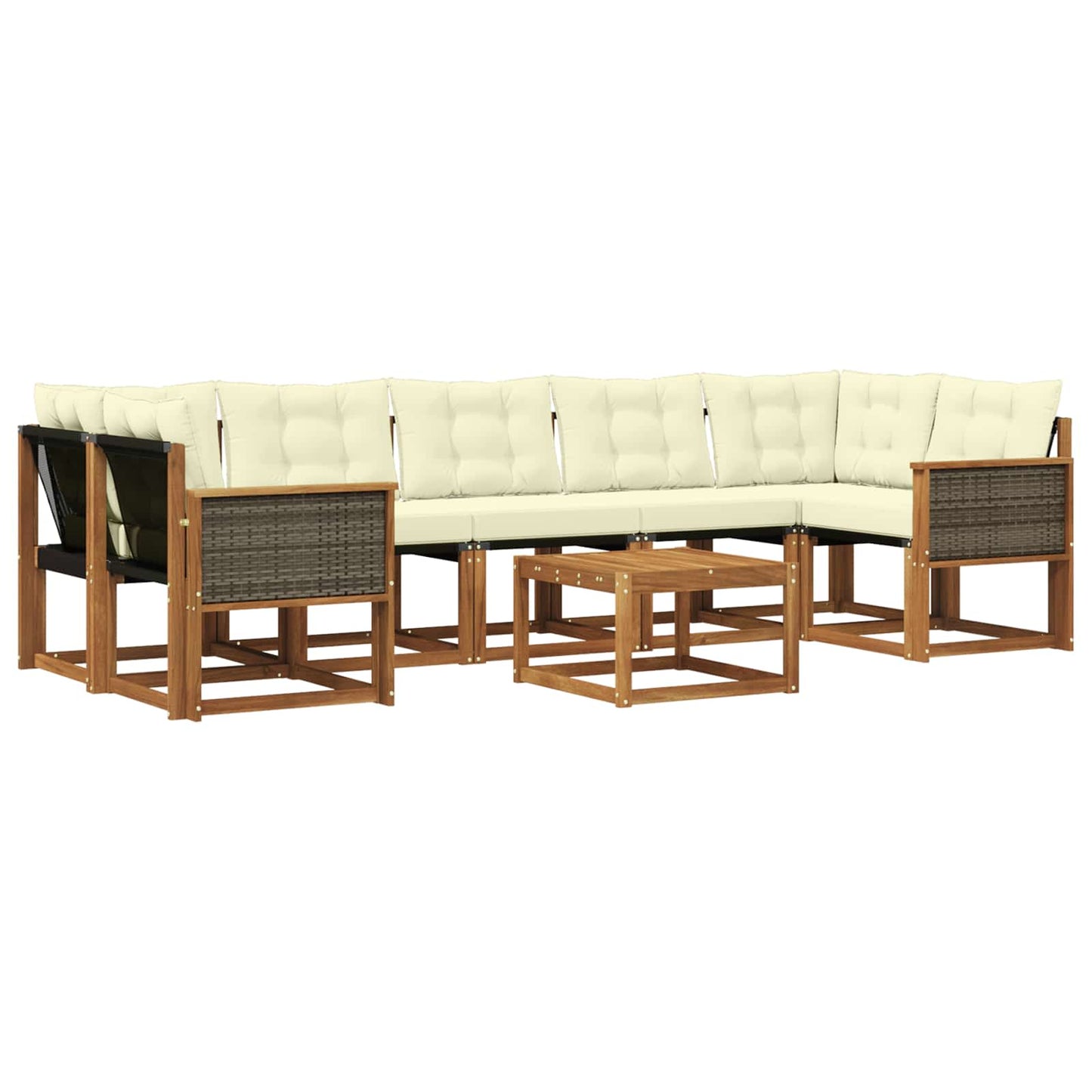 Set di divani da esterno con cuscino 8 pcs Naturale e Crema