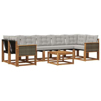 Set di divani da esterno 8 pcs Naturale e Grigio Chiaro