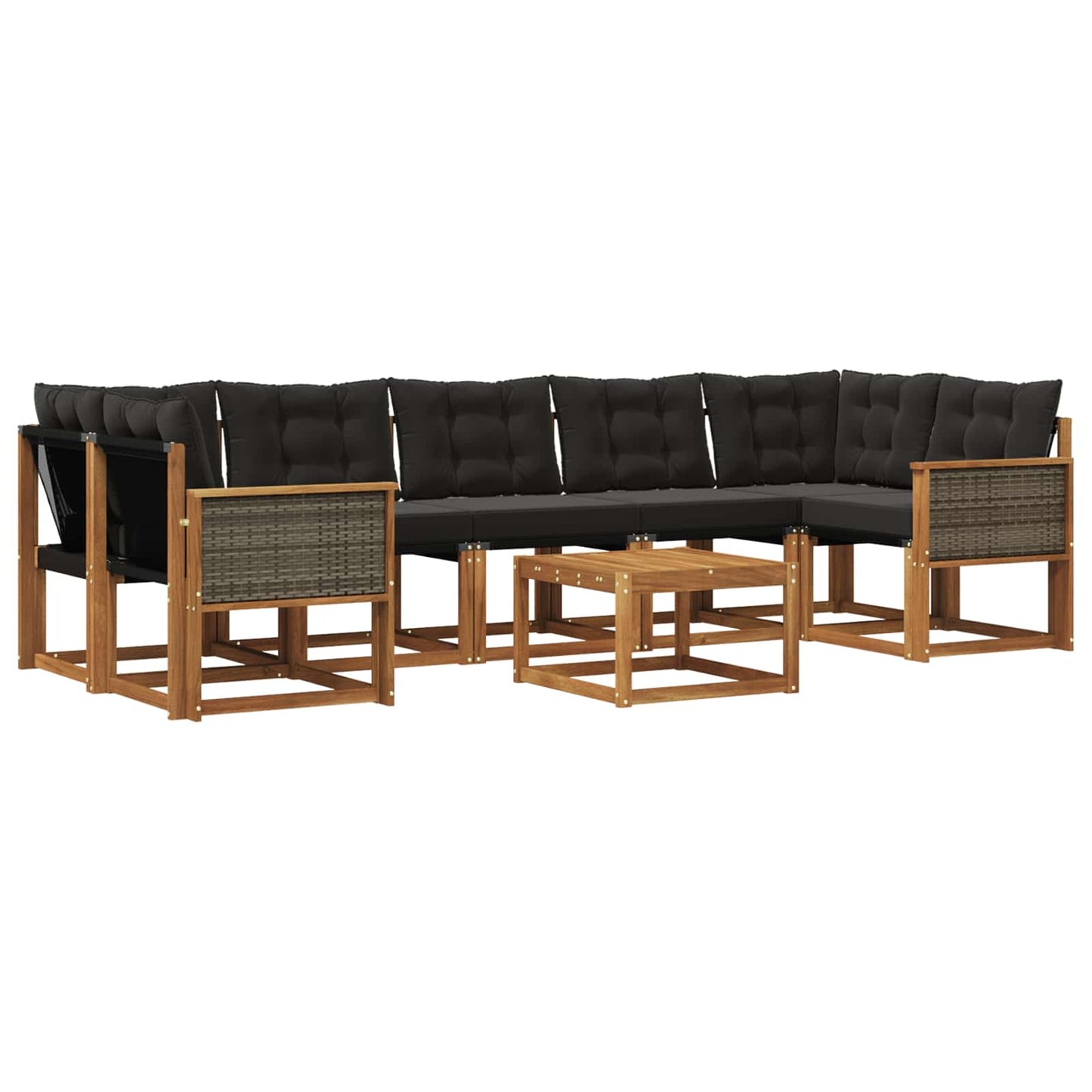 Set di divani da esterno con cuscino 8 pcs Naturale e Nero | homemem39