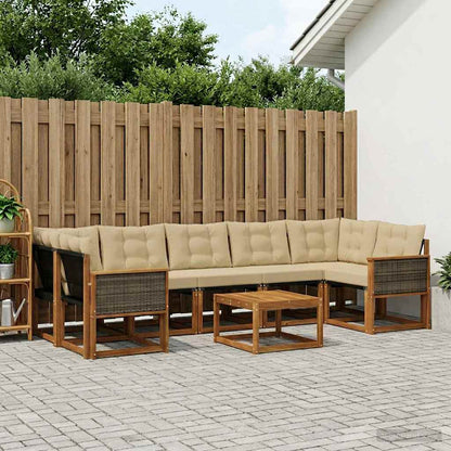 Set di divani da esterno con cuscino 8 pcs Naturale e Beige