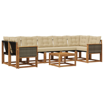 Set di divani da esterno con cuscino 8 pcs Naturale e Beige