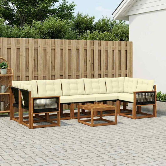 Set di divani da esterno con cuscino 8 pcs Naturale e Crema