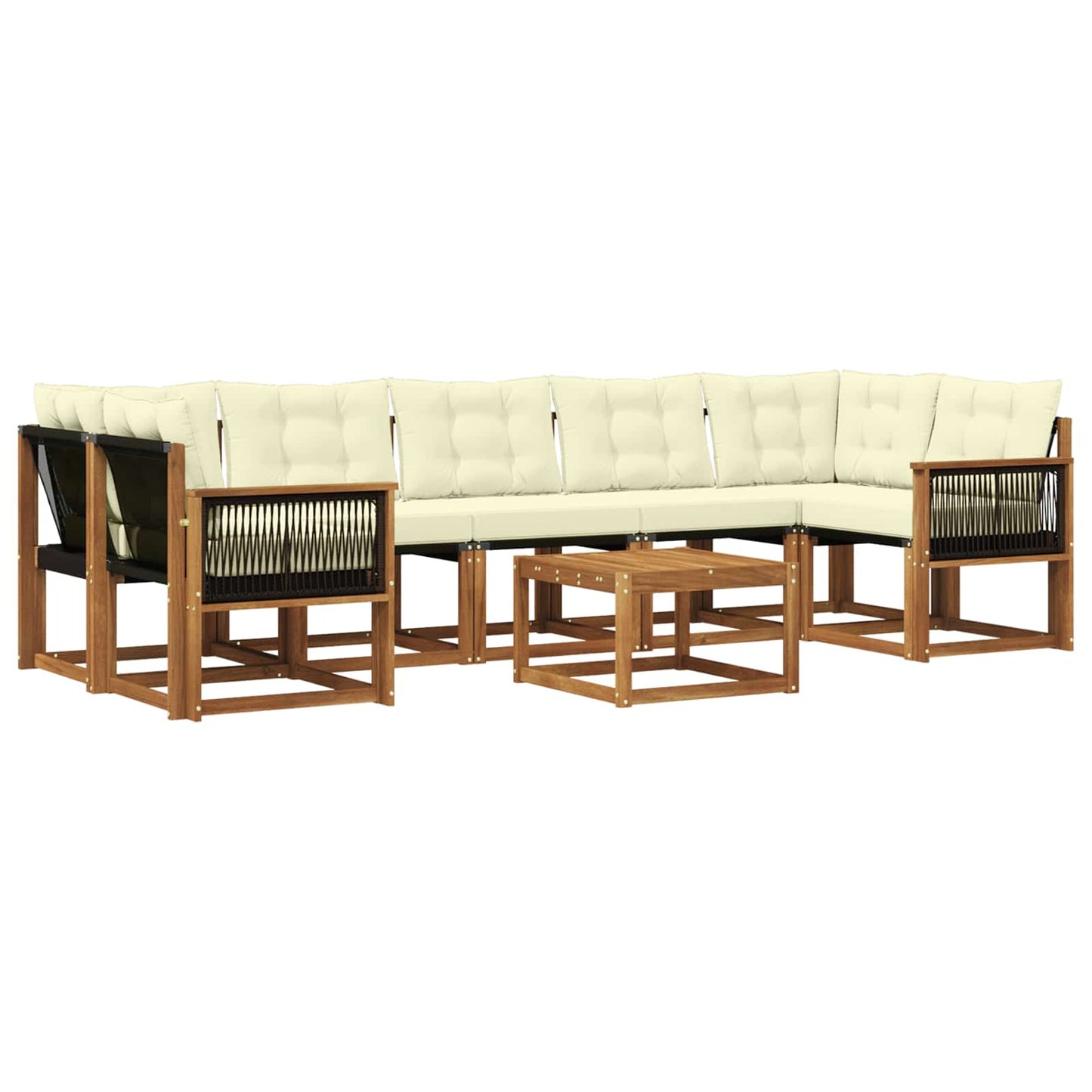 Set di divani da esterno con cuscino 8 pcs Naturale e Crema