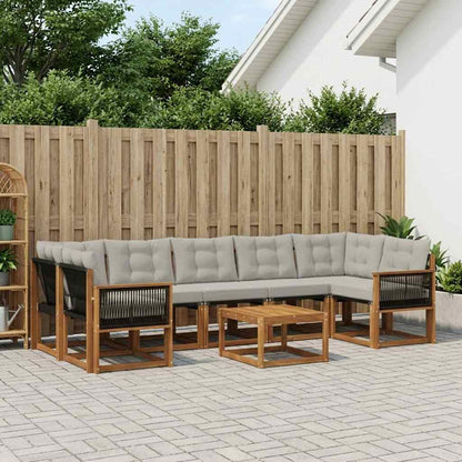 Set di divani da esterno 8 pcs Naturale e Grigio Chiaro