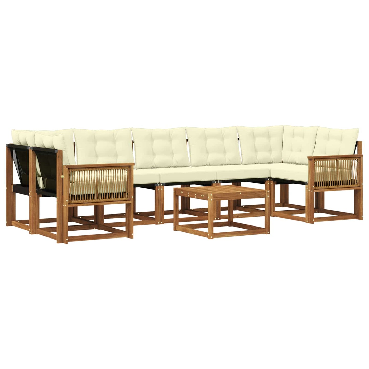 Set di divani da esterno con cuscino 8 pcs Naturale e Crema | homemem39