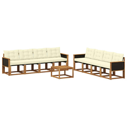 Set di divani da esterno 9 pz Naturale e Crema