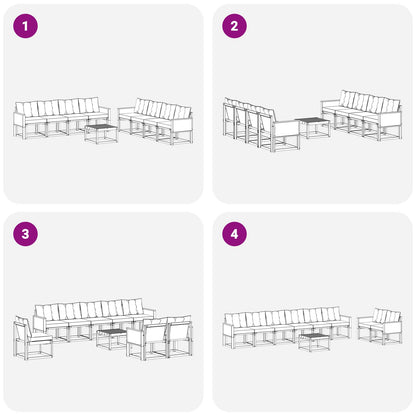 Set di divani da esterno 9 pcs Naturale e Grigio Chiaro