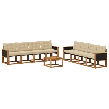 Set di divani da esterno con cuscino 9 pcs Naturale e Beige