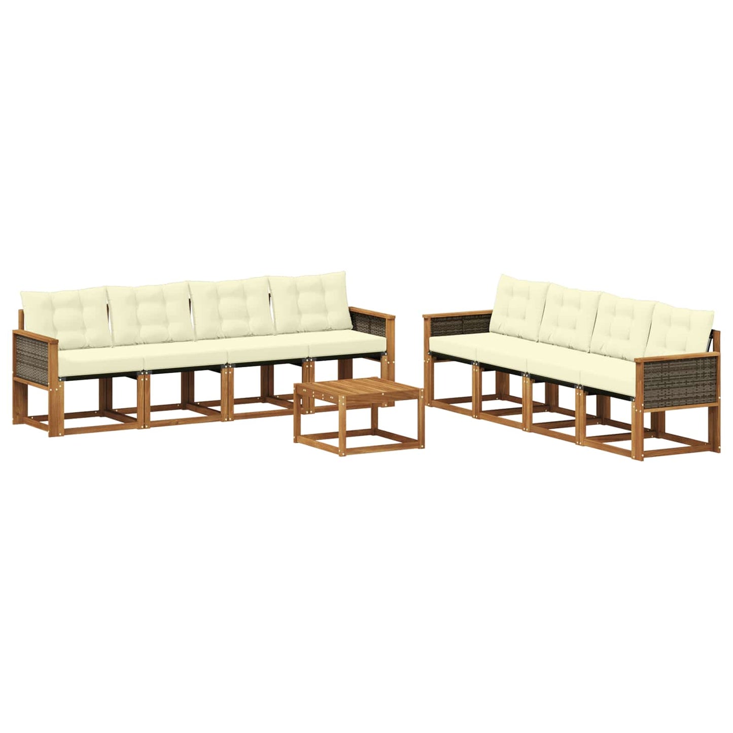 Set di divani da esterno con cuscino 9 pcs Naturale e Crema