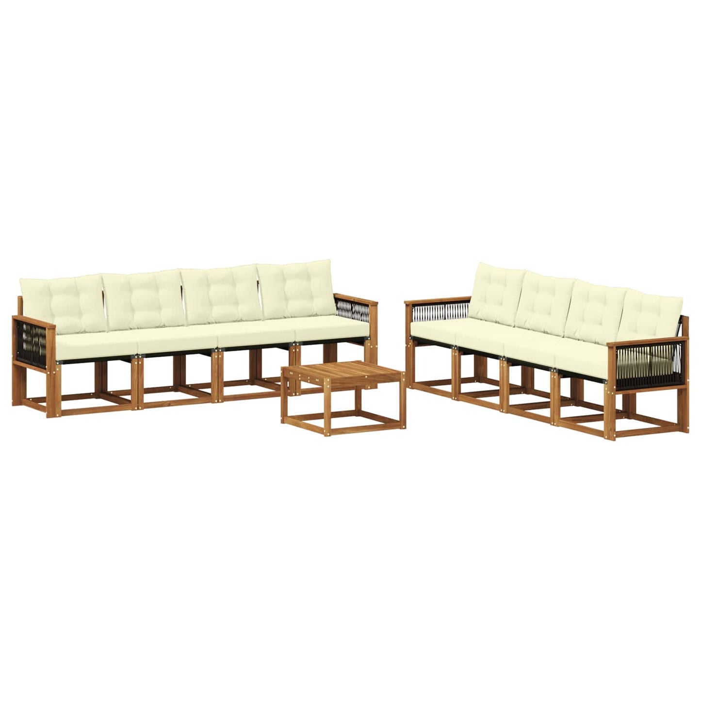 Set di divani da esterno 9 pz Naturale e Crema