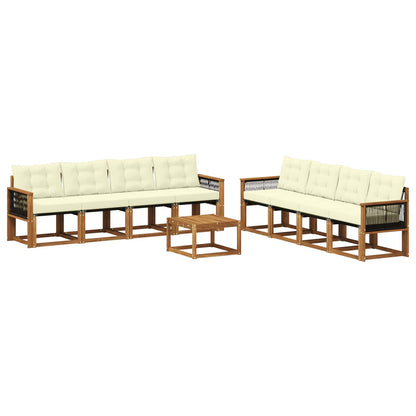Set di divani da esterno con cuscino 9 pcs Naturale e Crema