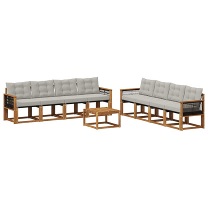 Set di divani da esterno 9 pcs Naturale e Grigio Chiaro