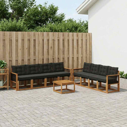 Set di divani da esterno con cuscino 9 pcs Naturale e Nero