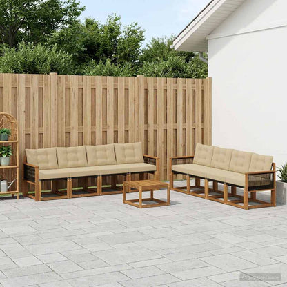 Set di divani da esterno con cuscino 9 pcs Naturale e Beige
