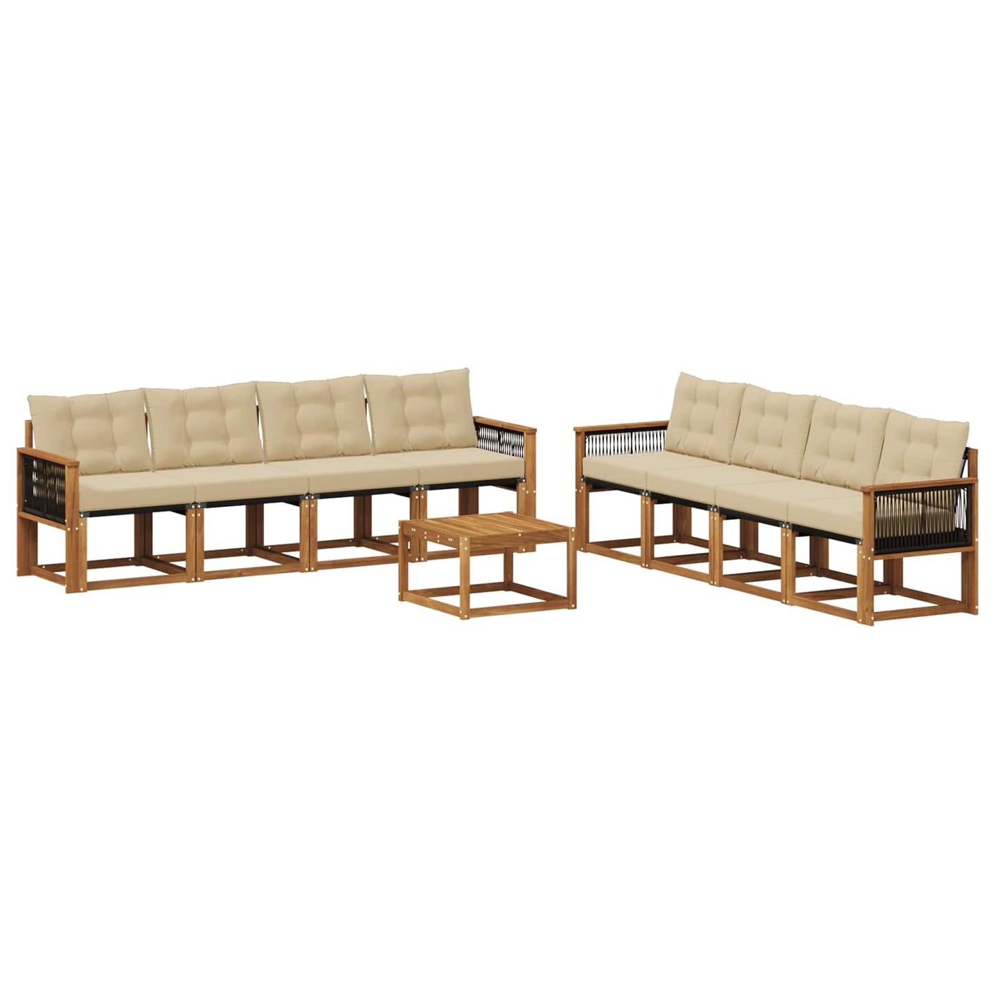 Set di divani da esterno con cuscino 9 pcs Naturale e Beige
