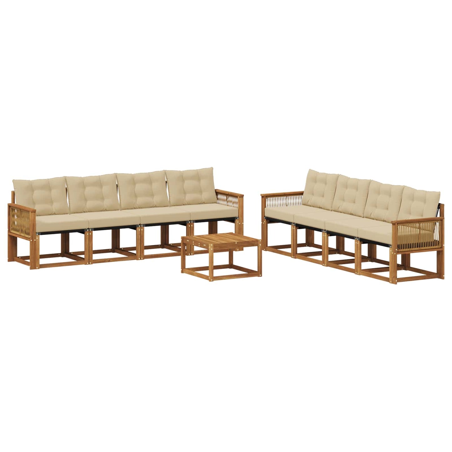 Set di divani da esterno con cuscino 9 pcs Naturale e Beige