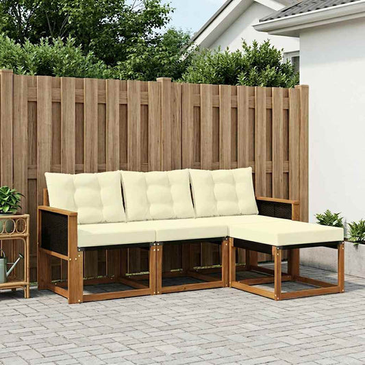 Set di divani da esterno con cuscino 4 pcs Naturale e Crema | homemem39