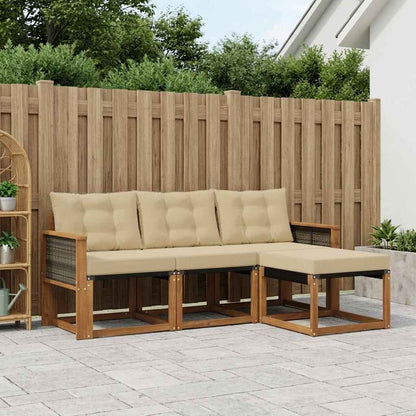 Set di divani da esterno con cuscino 4 pcs Naturale e Beige | homemem39