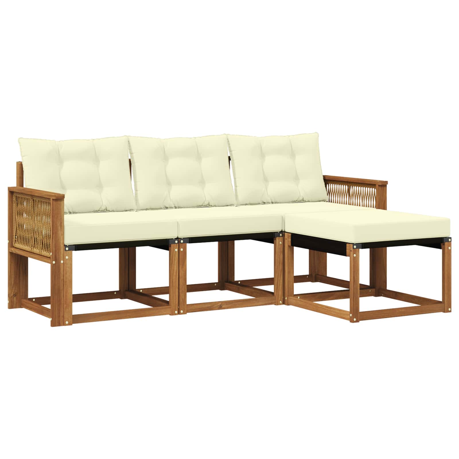 Set di divani da esterno con cuscino 4 pcs Naturale e Crema | homemem39