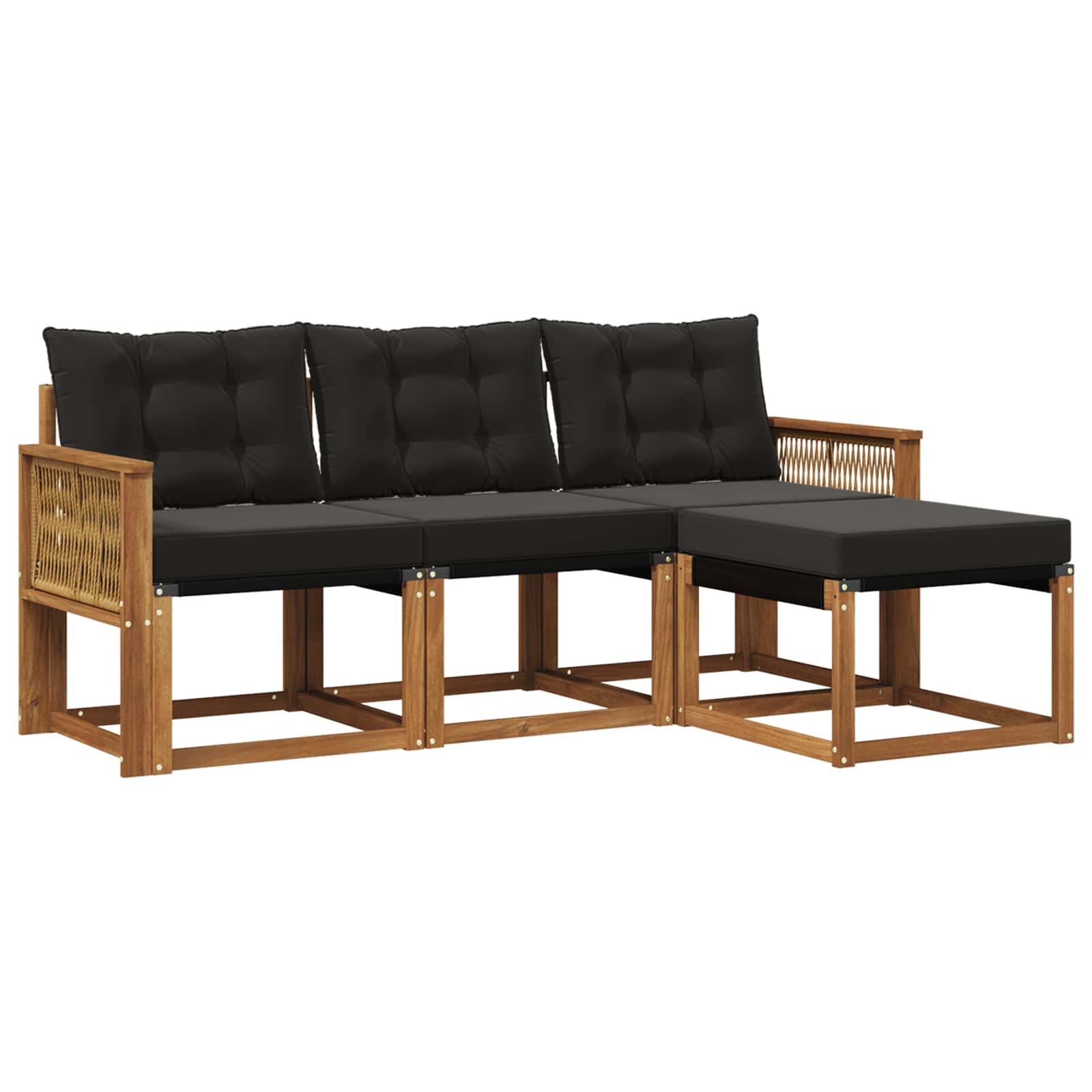 Set di divani da esterno con cuscino 4 pcs Naturale e Nero | homemem39